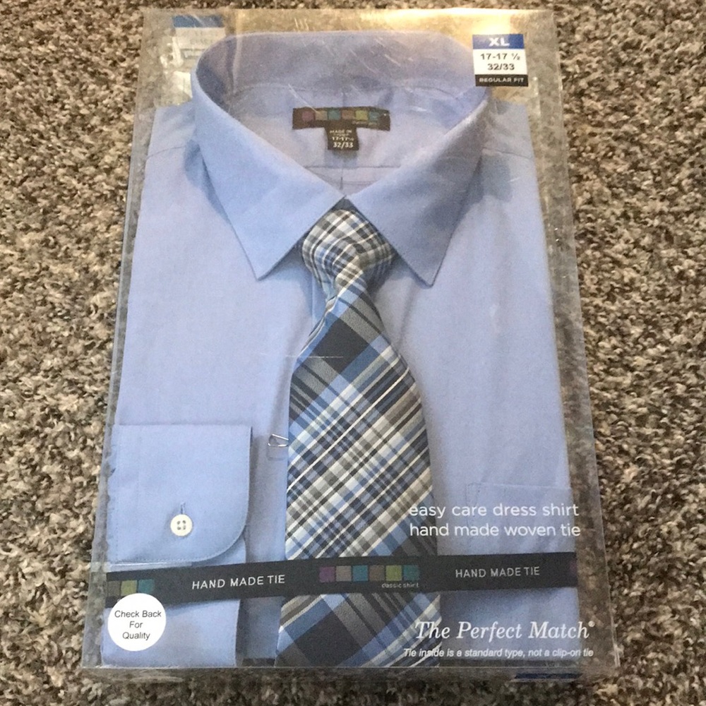 Blue “Classic Shirt” with Tie, Matching, New